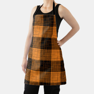  Orange Black Crosshatch Buffalo Check Apron