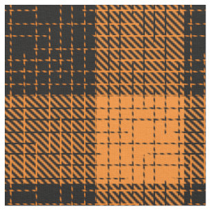  Orange Black Crosshatch Buffalo Check Fabric