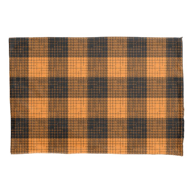  Orange Black Crosshatch Buffalo Check Pillow Case (Front)