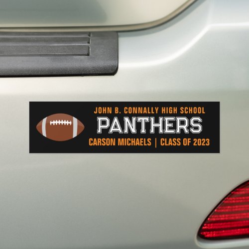 Orange Black Custom School Football Team Player Bumper Sticker