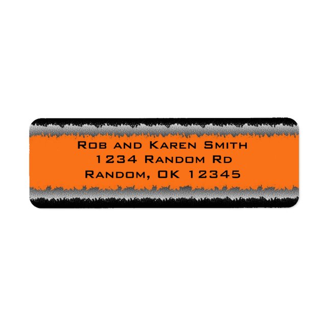 Orange black customizable shredded labels (Front)