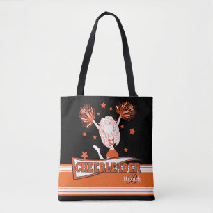Orange & Black Cute Cheerleader Girl Tote Bag