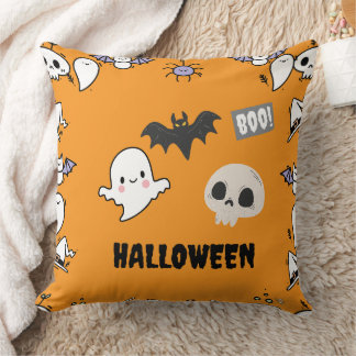 orange black cute Halloween  pillow