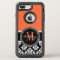 Orange Black Damask Pattern Monogram
