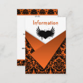 Orange, Black Damask Wedding Enclosure Card (Front/Back)