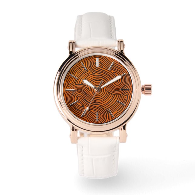 Orange + Black  Design Dial Watch (Front)