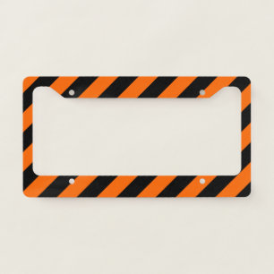 Orange/Black Diagonal Stripes License Plate Frame