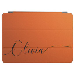 Orange Black Elegant Calligraphy Script Name iPad Air Cover
