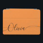Orange Black Elegant Calligraphy Script Name iPad Mini Cover<br><div class="desc">Orange Black Elegant Calligraphy Script Custom Personalized Add Your Own Name iPad Air Cover features a modern and trendy simple and stylish design with your personalized name or initials in elegant hand written calligraphy script typography on an orange background. Perfect gift for birthday, Christmas, Mother's Day and stylish enough for...</div>