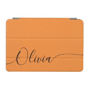 Orange Black Elegant Calligraphy Script Name iPad Mini Cover