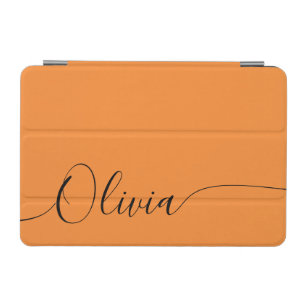 Orange Black Elegant Calligraphy Script Name iPad Mini Cover