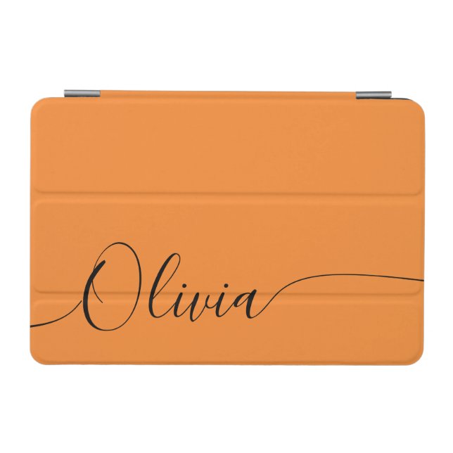 Orange Black Elegant Calligraphy Script Name iPad Mini Cover (Horizontal)