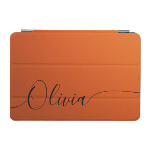 Orange Black Elegant Calligraphy Script Name iPad Mini Cover
