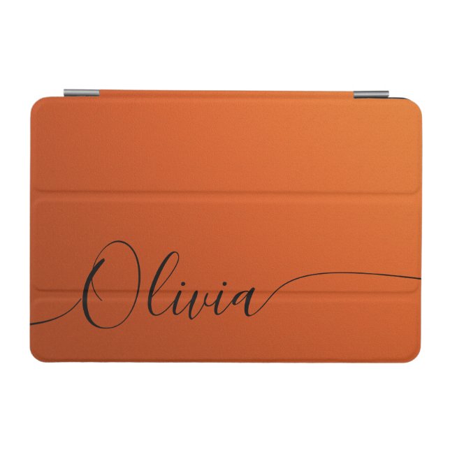 Orange Black Elegant Calligraphy Script Name iPad Mini Cover (Horizontal)