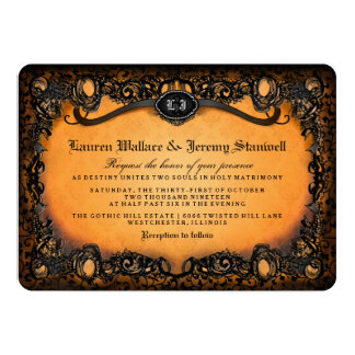 Elegant Wedding Invitations Announcements Zazzle Orange Black Elegant Wedding Invitation