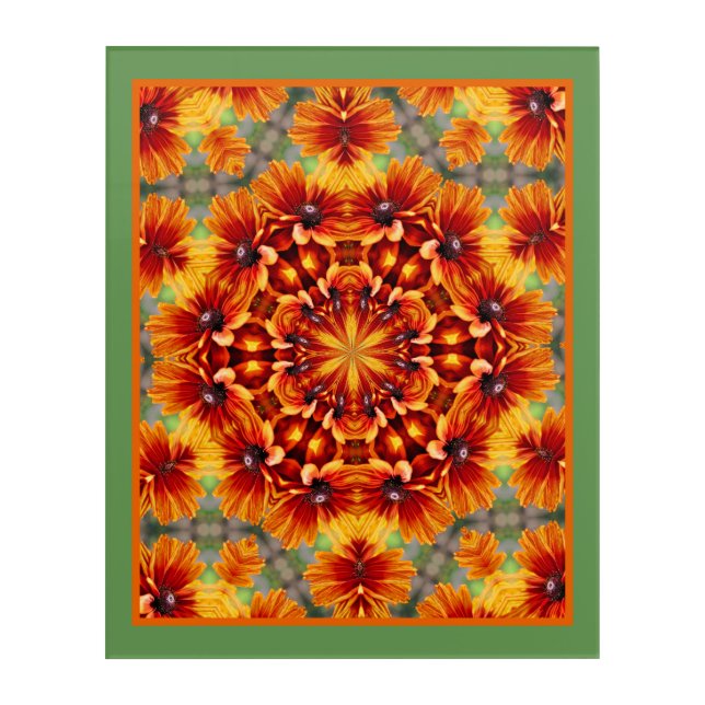 Orange Black Eyed Susan Daisy Abstract         Acrylic Print (Front)