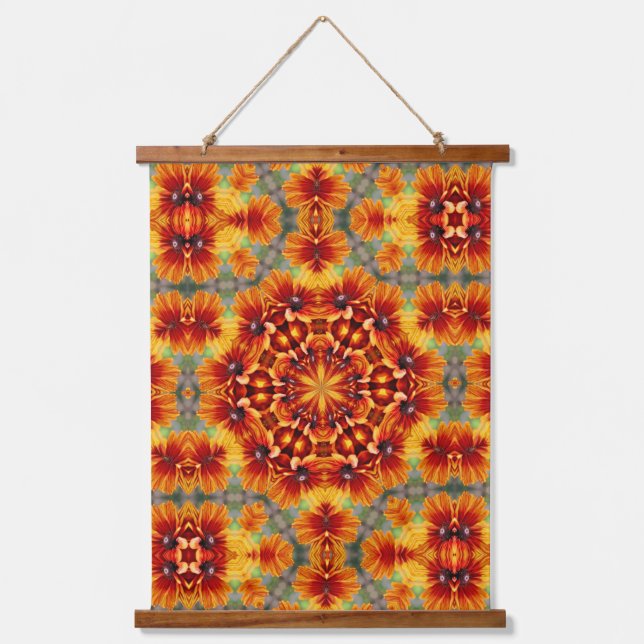 Orange Black Eyed Susan Daisy Abstract         Hanging Tapestry (Front)