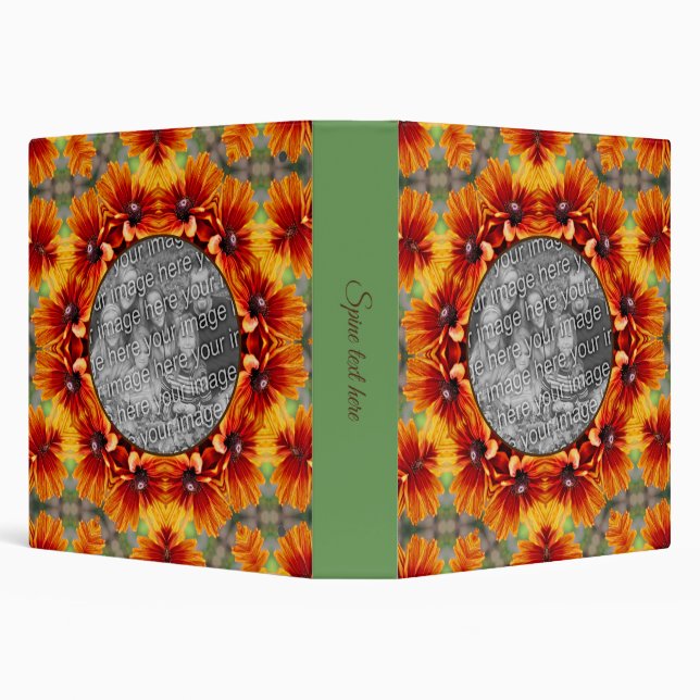 Orange Black Eyed Susan Daisy Add Your Photo     3 Ring Binder (Background)
