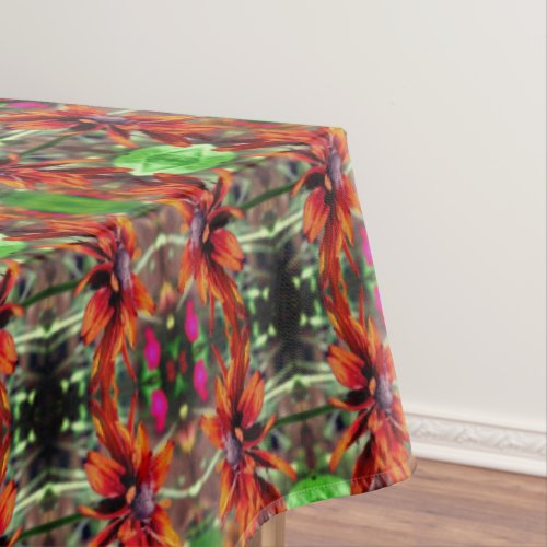 Orange Black Eyed Susan Flower Abstract  Tablecloth