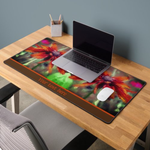 Orange Black Eyed Susan Flower Art Personalized Desk Mat