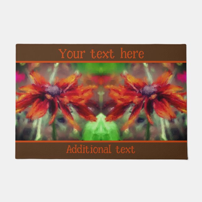 Orange Black Eyed Susan Flower Art Personalized Doormat (Front)