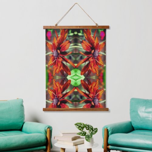 Orange Black Eyed Susan Flower Close Up Abstract Hanging Tapestry