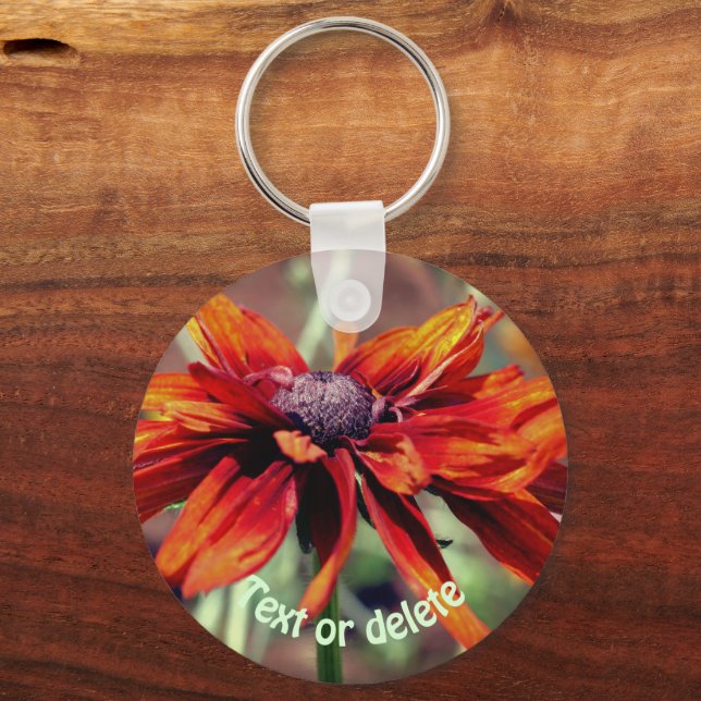 Orange Black Eyed Susan Flower Personalized Keychain (Front)