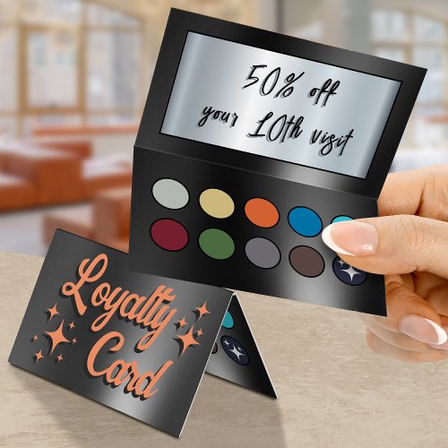 Orange black eyeshadow palette folded loyalty card