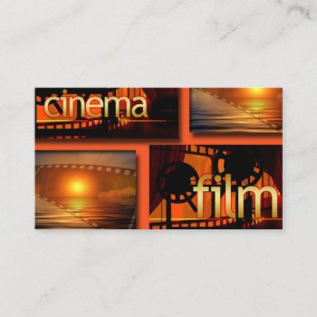 Orange & Black Film Collage Film Producer Business Card by personaleffects at Zazzle
