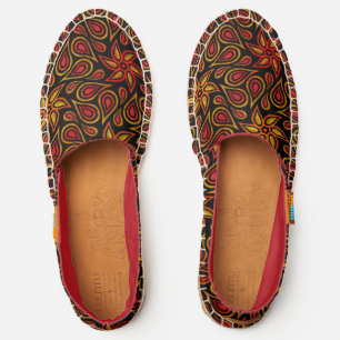    Orange Black Floral Paisley Pattern Cool Modern Espadrilles