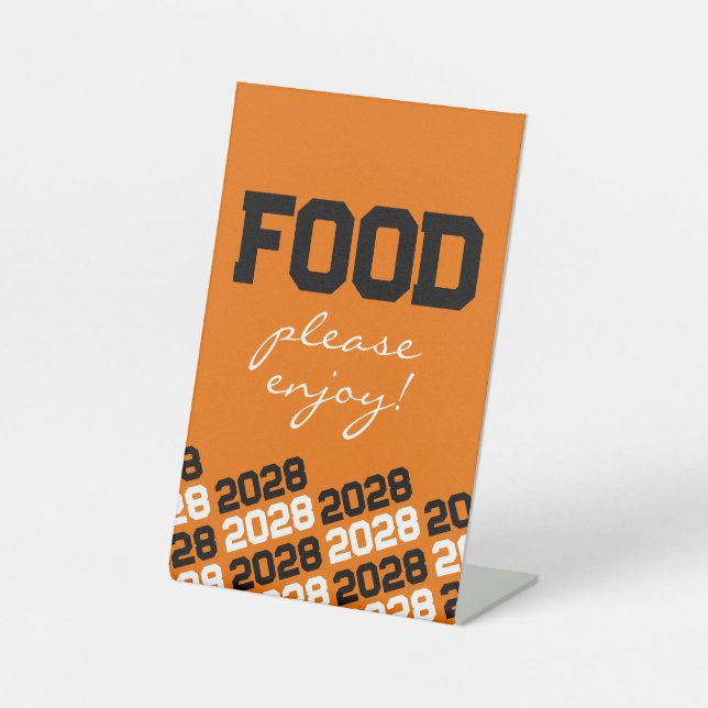 Orange & Black Food Table Graduation Pedestal Sign (Front)