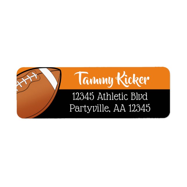Orange & Black Football Address Label (Front)