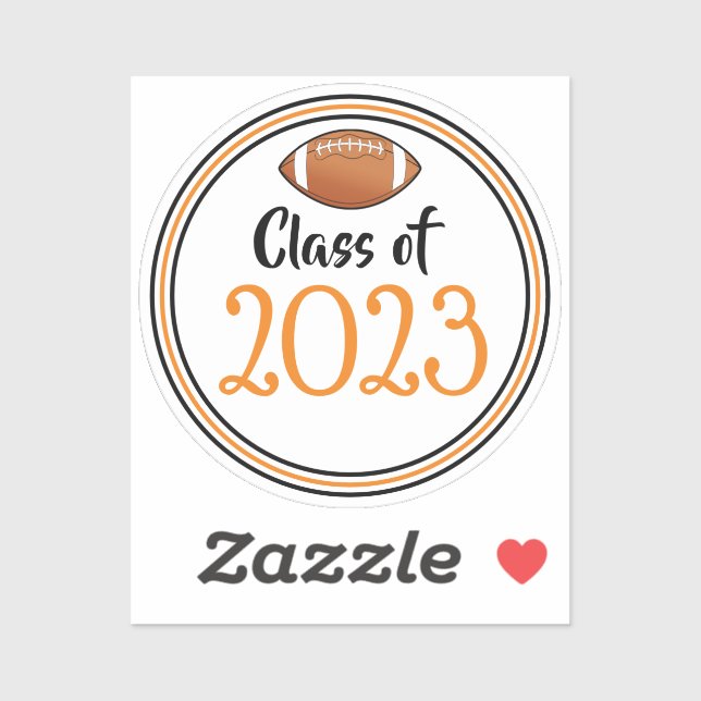 Orange & Black Football Class Year Graduation Sticker (Sheet)