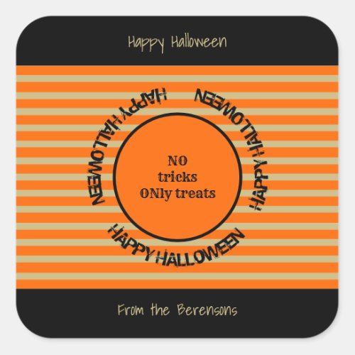 Orange Black Fun Seasonal Fall Happy Halloween Square Sticker