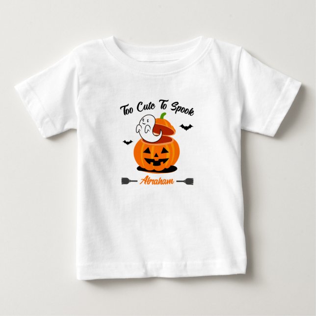 Orange Black Funny Halloween Pumpkin Ghost Baby  Baby T-Shirt (Front)