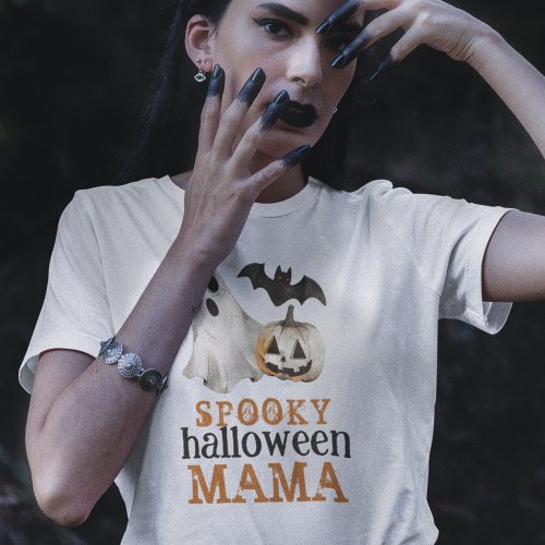 Orange Black Ghost Spooky Halloween Mama T_Shirt