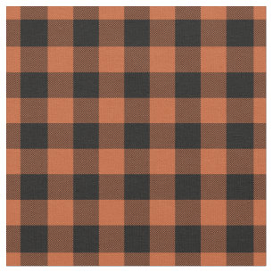 Orange & Black Gingham Plaid Fabric