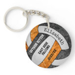 orange black girly sports custom volleyball keychain