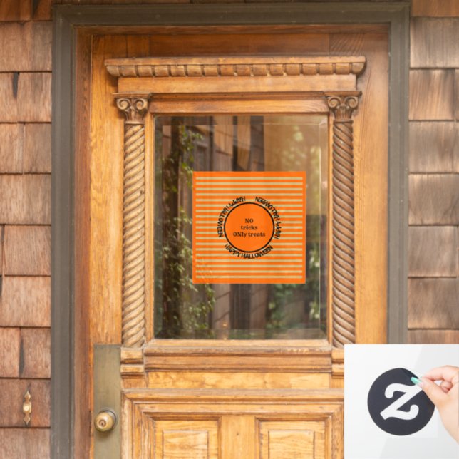 Orange Black Gold Modern Halloween Window Cling (Home Door)