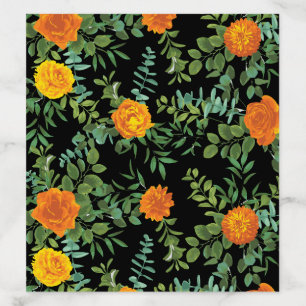 Orange & Black Gothic Peony & Rose Floral Wedding Envelope Liner