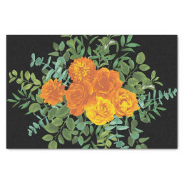 Orange &amp; Black Gothic Peony &amp; Rose Floral Wedding Tissue Paper