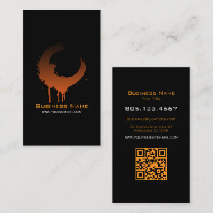 Orange & Black Gradient Swirl • Custom Editable Business Card