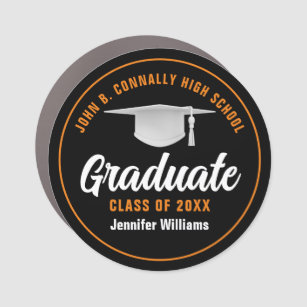 Orange Black Graduate Custom 2024 Graduation Car Magnet