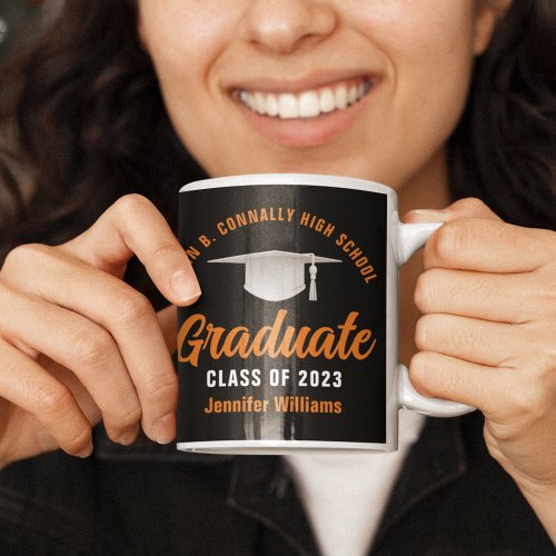 Orange Black Graduate Personalized 2023 Graduation Coffee Mug