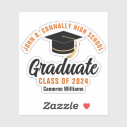 Orange Black Graduate Personalized 2024 Graduation Sticker
