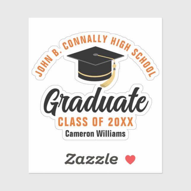 Orange Black Graduate Personalized 2026 Graduation Sticker (Sheet)