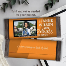 Orange Black Graduation Candy Bar Wrapper