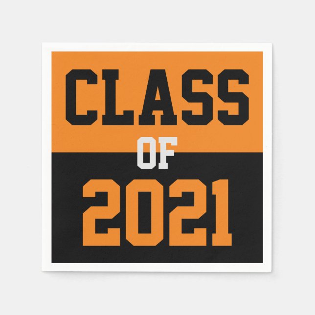 Orange & Black Graduation Class of 2024 Napkins (Front)