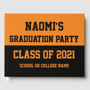 Orange & Black Graduation Party Class of 2024 Guest Book