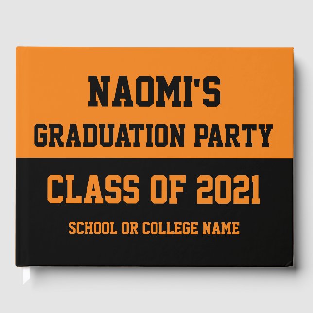 Orange & Black Graduation Party Class of 2024 Guest Book (Front)